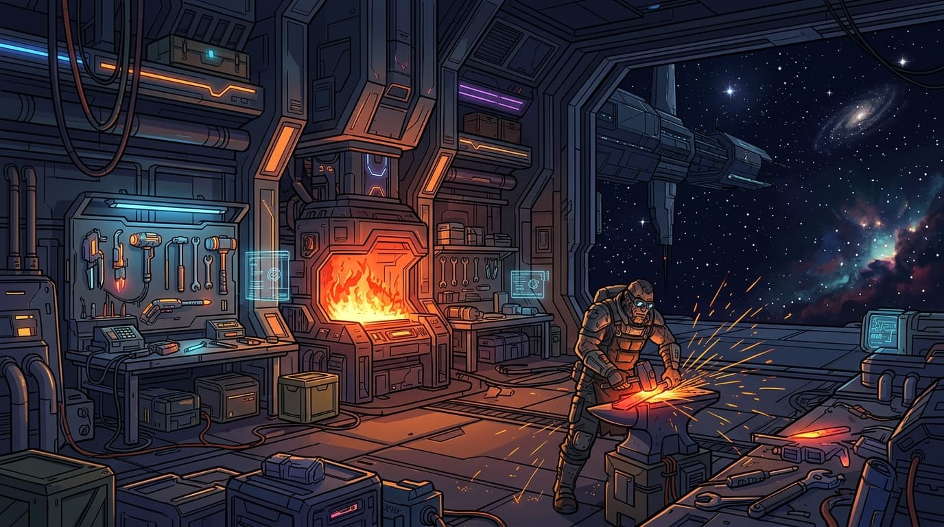 The Forge bay in the StarSeeker station.